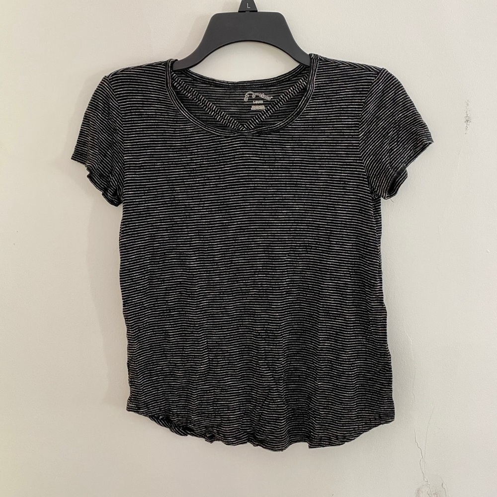 Girls Black Striped Tee